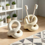 Sculptural Travertine Ceramic Toothbrush Holder - Image 2