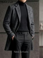 Men’s Pure-Wool Tonal Check Overcoat - Image 2