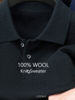 Men’s Pure-Wool Long-Sleeve Knit Polo - Image 7
