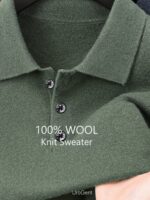 Men’s Pure-Wool Long-Sleeve Knit Polo - Image 8