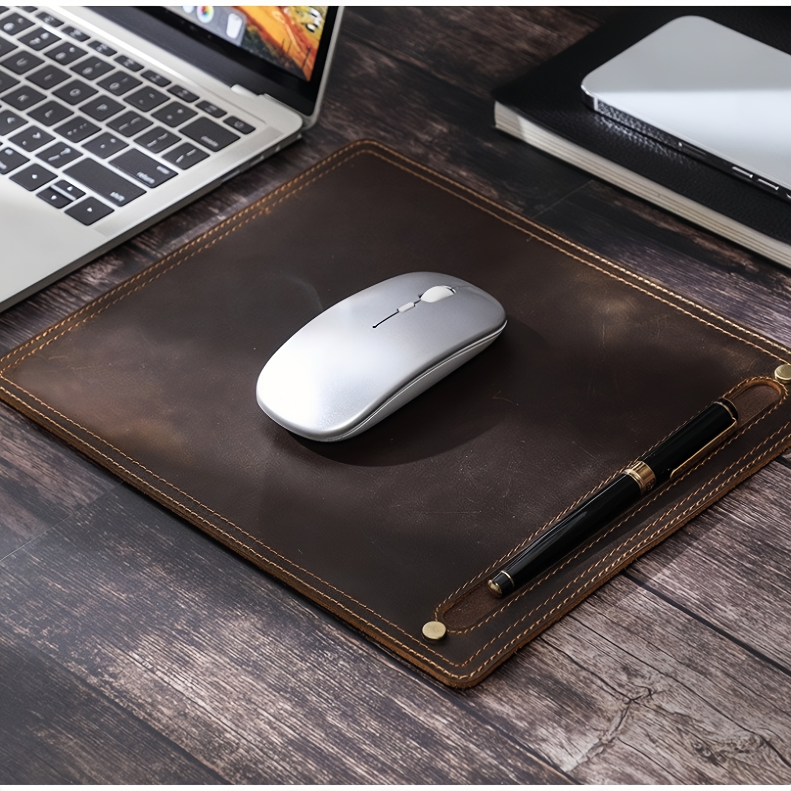 product-fancy-395703cf-3e26-47e3-924e-a4a2fcdfb5a4 Men’s Top-Grain Leather Mouse Pad — Integrated Pen Holder - Image 1