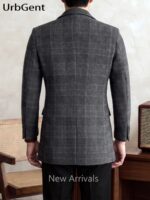 Men’s Pure-Wool Tonal Check Overcoat - Image 6