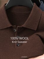 Men’s Pure-Wool Long-Sleeve Knit Polo - Image 6
