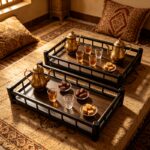 Bamboo & Metal Serving Tray — Raised Guardrail Design - Image 5