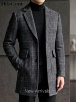Men’s Pure-Wool Tonal Check Overcoat - Image 3