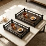 Bamboo & Metal Serving Tray — Raised Guardrail Design - Image 13