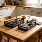 Bamboo & Metal Serving Tray — Raised Guardrail Design - Image 12