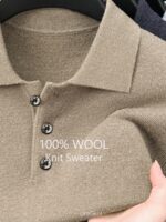Men’s Pure-Wool Long-Sleeve Knit Polo - Image 5