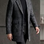 Men’s Pure-Wool Tonal Check Overcoat