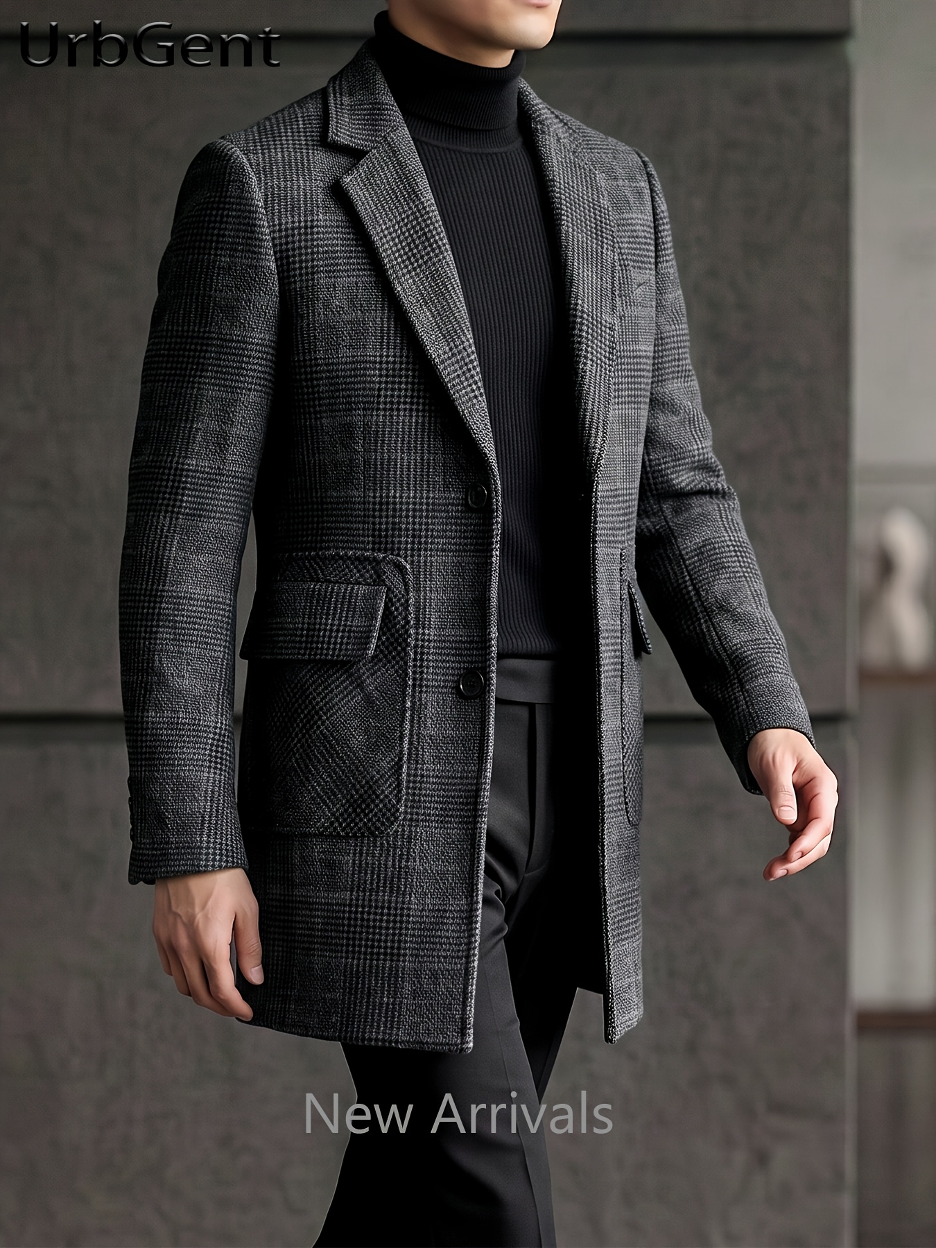 product-fancy-878dda91-faa8-48b3-afb7-190e41ca2e60 Men’s Pure-Wool Tonal Check Overcoat - Image 1