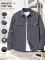 Men’s Pure-Cotton Workwear Shirt Jacket - Image 4
