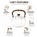 1L Borosilicate Glass Teapot with Removable Infuser - Image 3
