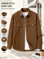 Men’s Pure-Cotton Workwear Shirt Jacket - Image 2