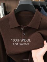 Men’s Pure-Wool Long-Sleeve Knit Polo