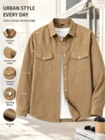 Men’s Pure-Cotton Workwear Shirt Jacket - Image 5