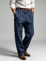 Men's Lyocell-Linen Double Pleat Trousers - Image 3