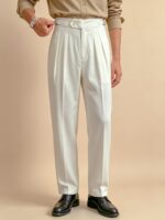 Men’s Pure-Cotton Double-Pleat Tailored Trousers