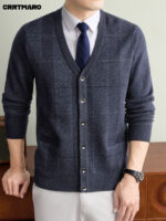 Men’s Textured Wool-Cashmere V-Neck Cardigan - Image 11