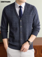 Men’s Textured Wool-Cashmere V-Neck Cardigan - Image 5