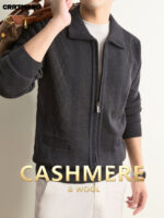 Men’s Wool-Cashmere Full-Zip Knit Jacket - Image 8