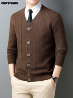 Men’s Textured Wool-Cashmere Button Cardigan - Image 5