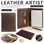 Refillable Cowhide Leather Notebook Cover — Coffee Brown