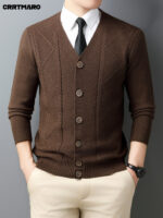 Men’s Textured Wool-Cashmere Button Cardigan - Image 2