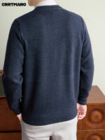 Men’s Textured Wool-Cashmere V-Neck Cardigan - Image 10