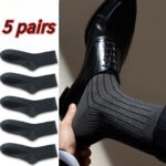Men’s Cotton-Blend Dress Socks — 5-Pair Set - Image 4