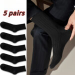 Men’s Cotton-Blend Dress Socks — 5-Pair Set - Image 7